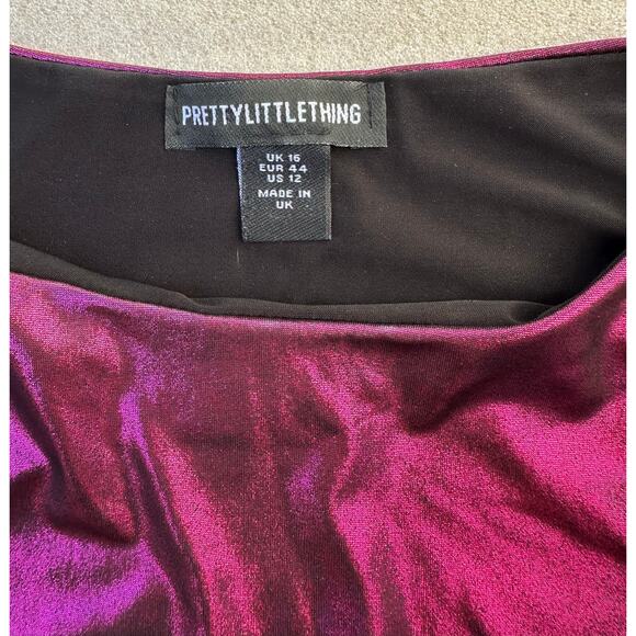 EUC PrettyLittleThing Metallic Pink Purple Sleeveless Top – Size US 12 (UK 16) - Picture 3 of 5